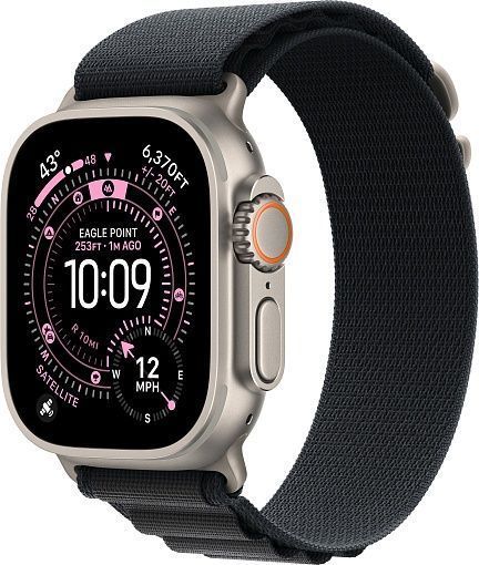 Apple Watch Ultra 3 (2025) 49mm Natural Titanium Case with Black Alpine Loop Medium