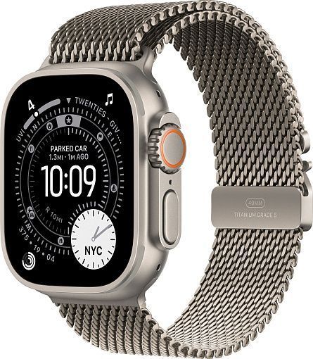 Apple Watch Ultra 3 (2025) 49mm Natural Titanium Case with Natural Titanium Milanese Loop Medium