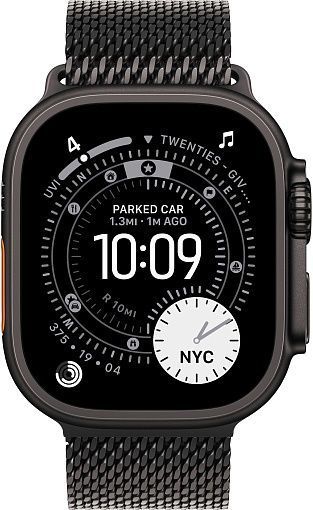 Apple Watch Ultra 3 (2025) 49mm Black Titanium Case with Black Titanium Milanese Loop Medium