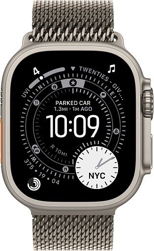 Apple Watch Ultra 3 (2025) 49mm Natural Titanium Case with Natural Titanium Milanese Loop Medium