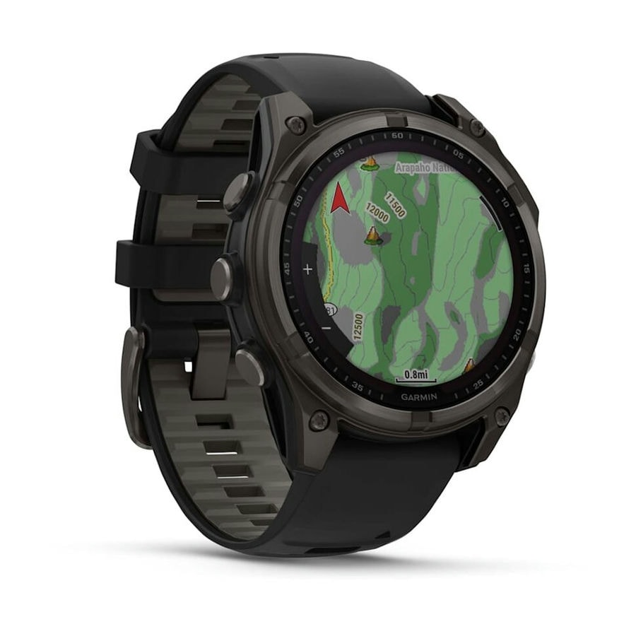 Умные часы Garmin Fenix 8 47mm SOLAR Sapphire Carbon Gray DLC Titanium with Black/Pebble Gray Silicone Band (010-02906-10)