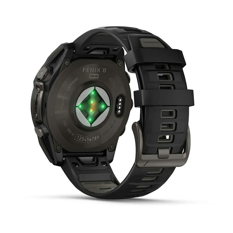 Умные часы Garmin Fenix 8 47mm SOLAR Sapphire Carbon Gray DLC Titanium with Black/Pebble Gray Silicone Band (010-02906-10)