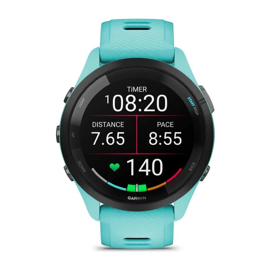 Умные часы Garmin Forerunner 265 46mm Black Bezel with Aqua Case and Aqua/Black Silicone Band (010-02810-12)