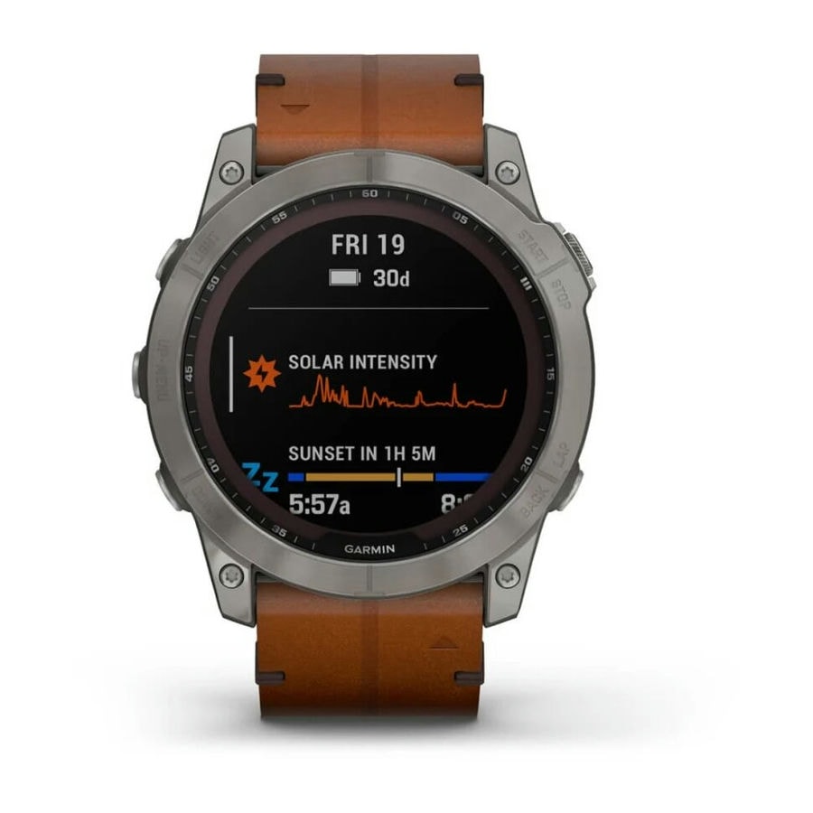 Умные часы Garmin Fenix 7X 51mm SOLAR Sapphire Titanium with Chestnut Leather Band (010-02541-19)