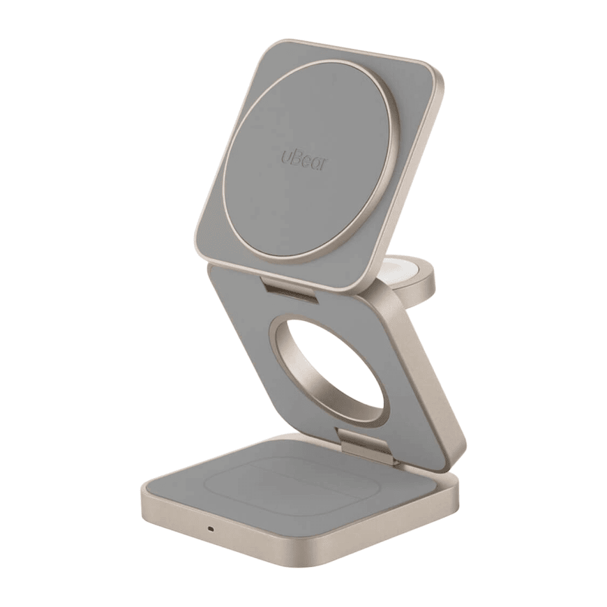 Беспроводное зарядное устройство uBear Balance 3 в 1 MagSafe Титан