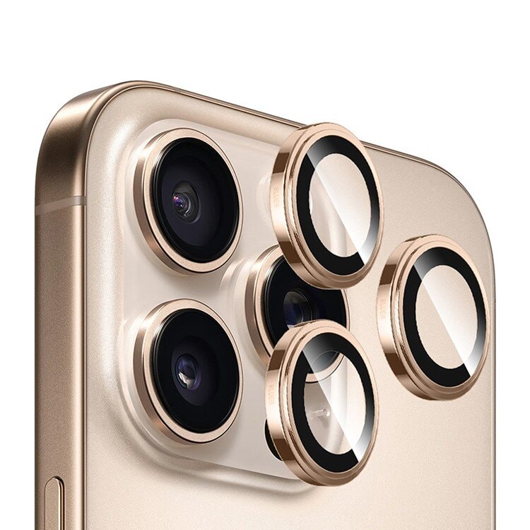 Защитное стекло на камеру HOCO V12 Plus для iPhone 16 Pro/16 Pro Max Золото