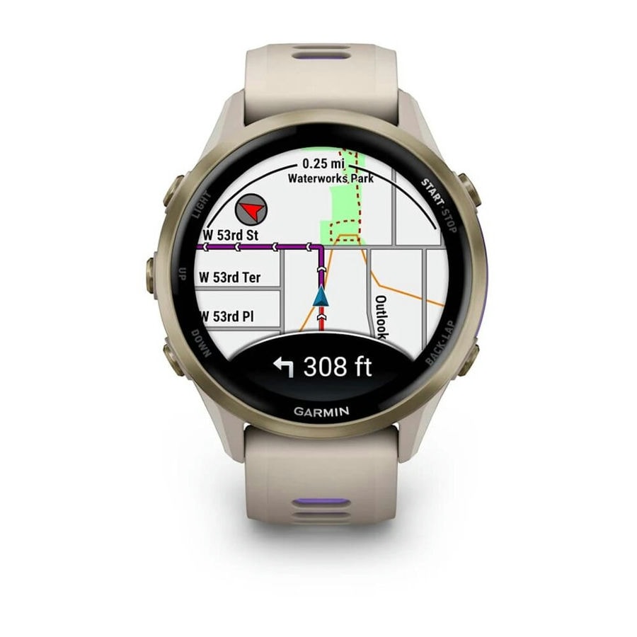 Умные часы Garmin Forerunner 970 Soft Gold Titanium with French Gray Case and French Gray/Translucent Indigo Band (010-02969-02)
