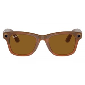 Умные очки Ray-Ban Wayfarer Shiny Caramel/Polarized Brown (RW4008)