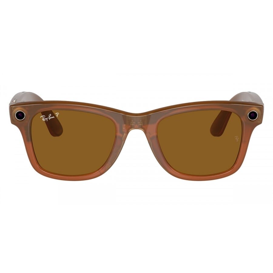 Умные очки Ray-Ban Wayfarer Shiny Caramel/Polarized Brown (RW4008)