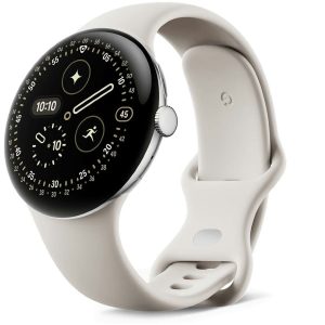 Умные часы Google Pixel Watch 4 45mm Wi-Fi Серебряный/Бежевый (Polished Silver/Porcelain)