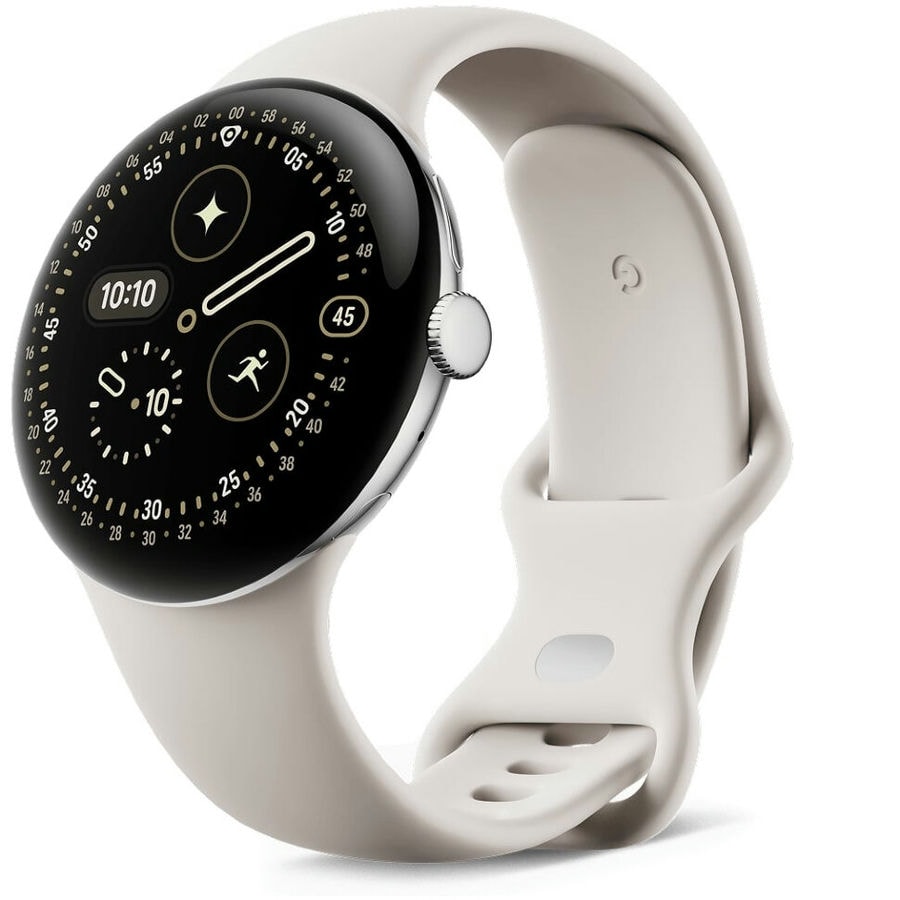 Умные часы Google Pixel Watch 4 45mm Wi-Fi Серебряный/Бежевый (Polished Silver/Porcelain)