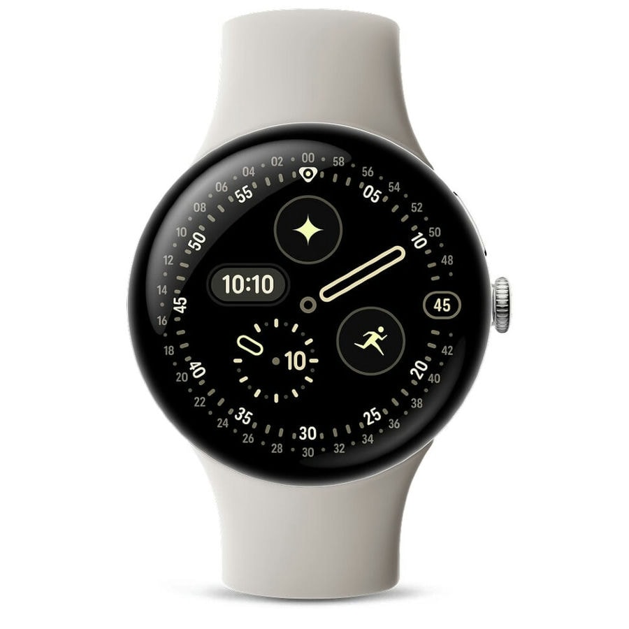 Умные часы Google Pixel Watch 4 45mm Wi-Fi Серебряный/Бежевый (Polished Silver/Porcelain)