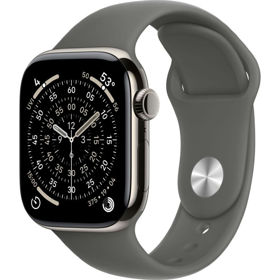 Умные часы Apple Watch Series 11 42mm Natural Titanium Case with Stone Gray Sport Band (S/M)