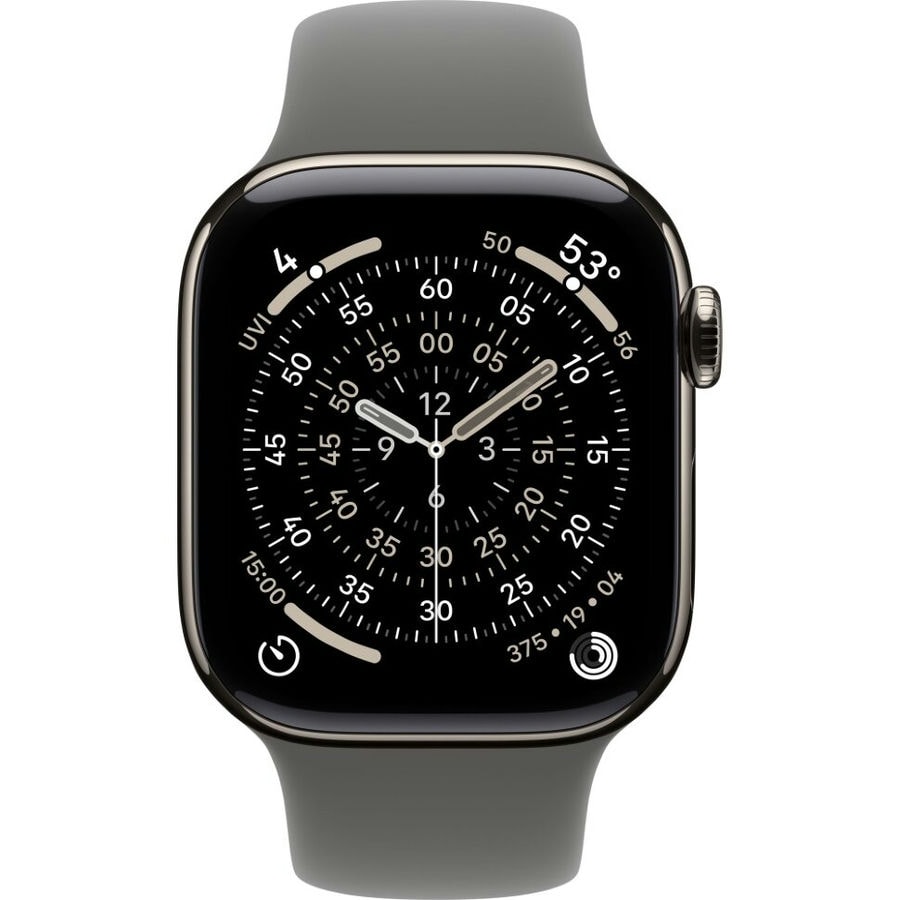 Умные часы Apple Watch Series 11 42mm Natural Titanium Case with Stone Gray Sport Band (S/M)