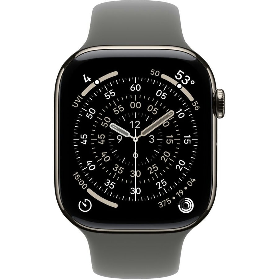 Умные часы Apple Watch Series 11 46mm Natural Titanium Case with Stone Gray Sport Band (M/L)
