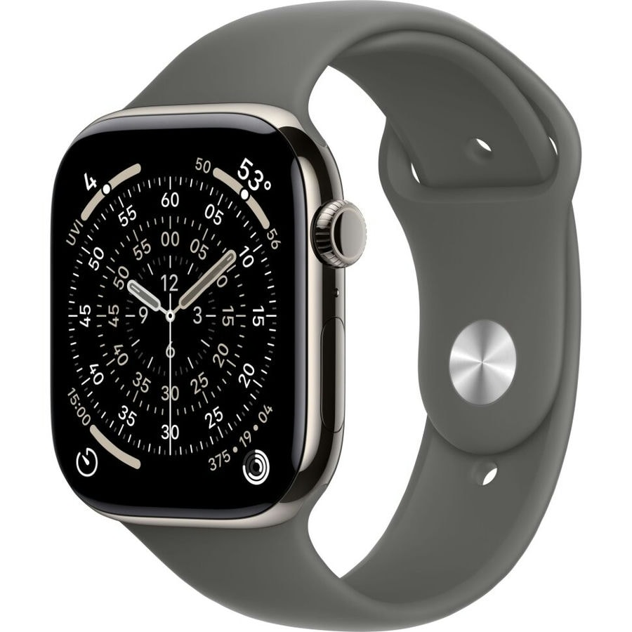 Умные часы Apple Watch Series 11 46mm Natural Titanium Case with Stone Gray Sport Band (S/M)