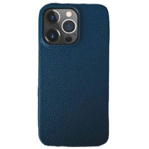 Чехол защитный кожаный с тиснением для iPhone 16 Pro Синий