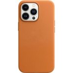 Чехол защитный противоударный искусственная кожа для iPhone 16 Pro Оранжевый
