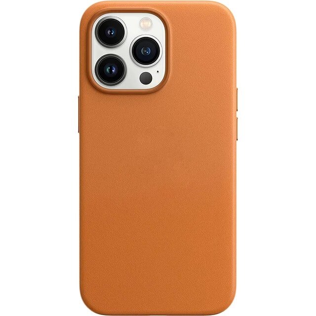 Чехол защитный противоударный искусственная кожа для iPhone 16 Pro Оранжевый