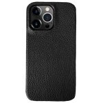 Чехол защитный кожаный с тиснением для iPhone 16 Pro Max Черный
