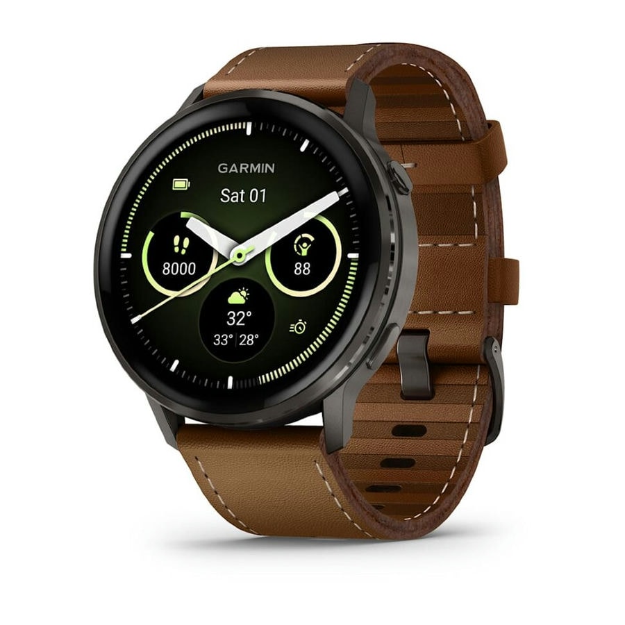 Умные часы Garmin Venu 4 45mm Slate with Black Silicone Band and Brown Leather Band (010-03014-03)