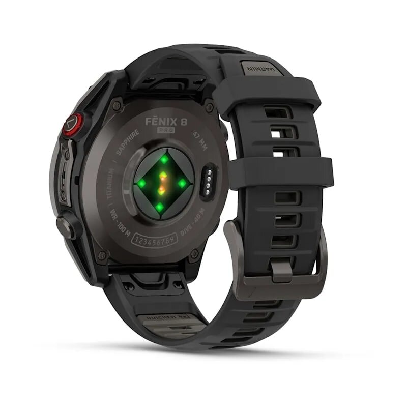 Умные часы Garmin Fenix 8 Pro 47mm AMOLED Sapphire Carbon Gray DLC Titanium with Black/Pebble Gray Silicone Band (010-03198-00)