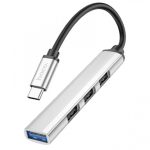 Стыковочная станция HOCO HB26 Type-C на 3xUSB 2.0, 1 USB 3.0 Серебро