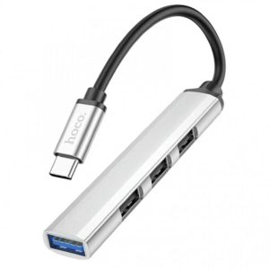 Стыковочная станция HOCO HB26 Type-C на 3xUSB 2.0, 1 USB 3.0 Серебро