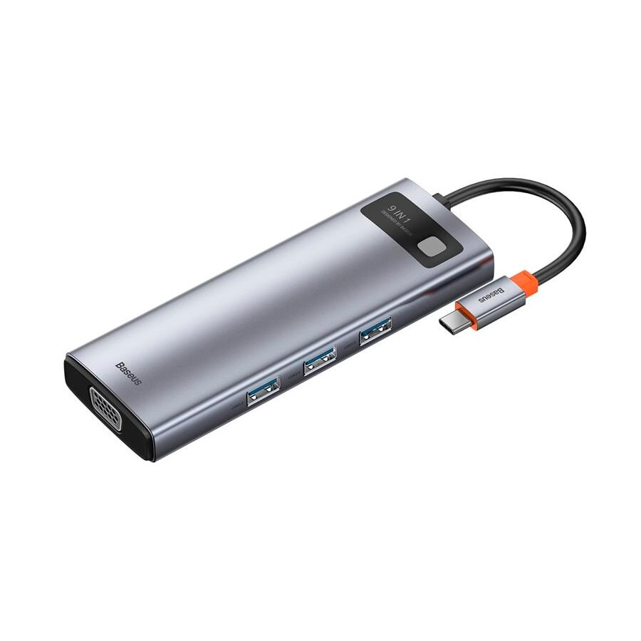 Стыковочная станция Baseus Metal Gleam Series 9 в 1 Multifunctional Type-C HUB Docking Station (CAHUB-CU0G) Серый