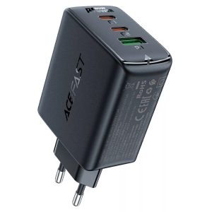 Сетевое зарядное устройство ACEFAST A41 65W GaN USB-C+USB-C+USB Черный