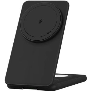 Беспроводное зарядное устройство VLP Alum Power Pro for Apple 3 в 1 Qi2 Черный титан