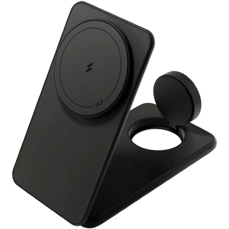 Беспроводное зарядное устройство VLP Alum Power Pro for Apple 3 в 1 Qi2 Черный титан