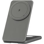 Беспроводное зарядное устройство VLP Alum Power Pro for Apple 3 в 1 Qi2 Натуральный титан