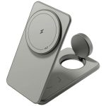 Беспроводное зарядное устройство VLP Alum Power Pro for Apple 3 в 1 Qi2 Натуральный титан