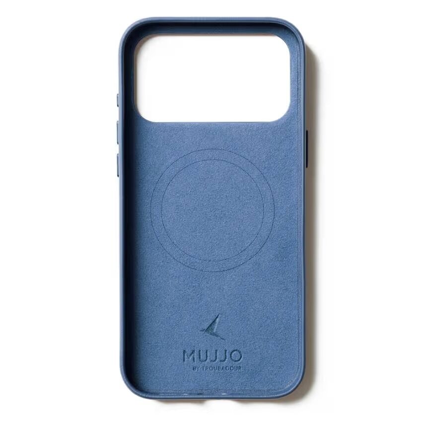 Чехол защитный Mujjo Leather для iPhone 17 Pro Max Синий (Monaco Blue)