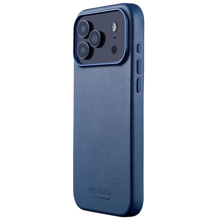Чехол защитный Mujjo Leather для iPhone 17 Pro Max Синий (Monaco Blue)