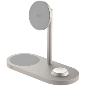 Беспроводное зарядное устройство uBear Stage Pro 3 в 1 MagSafe Титан