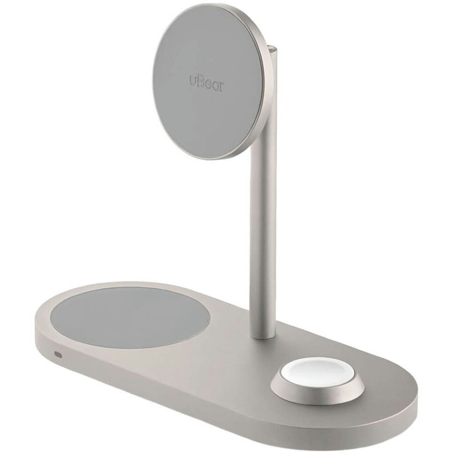 Беспроводное зарядное устройство uBear Stage Pro 3 в 1 MagSafe Титан