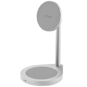 Беспроводное зарядное устройство uBear Stage 2 в 1 MagSafe Серебро