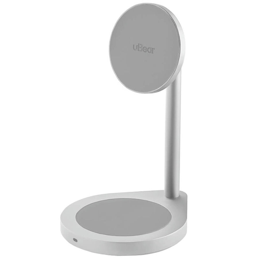 Беспроводное зарядное устройство uBear Stage 2 в 1 MagSafe Серебро