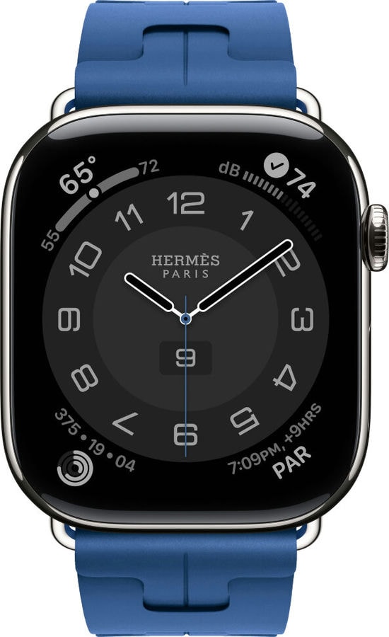 Умные часы Apple Watch Hermes Series 10 46mm Silver Titanium Case with Blue de France Kilim Band