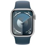 Умные часы Apple Watch Series 9 41mm Silver Aluminum Case with Storm Blue Sport Band (S/M)